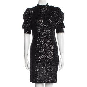 NEW Joie Womens Black Sequins Mini Dress Size XS Embellished TurtleNeck Cocktail